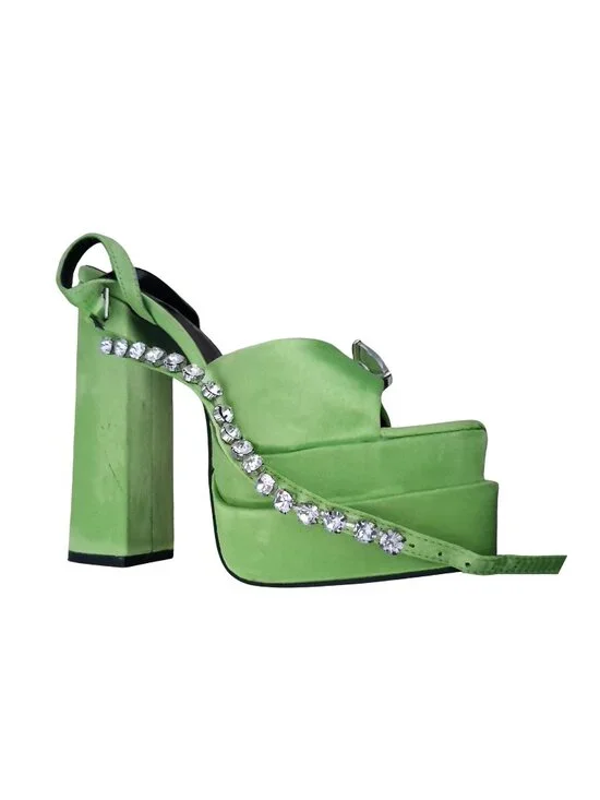 Lime Green Platform Block Heels