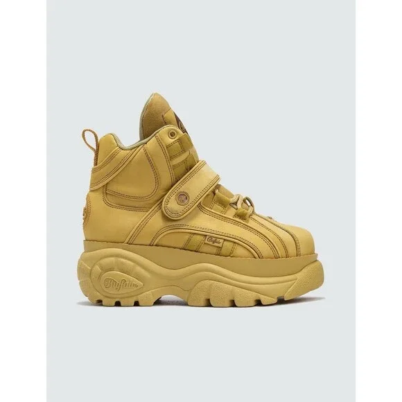 Buffalo London Platform Boots High Top Sneakers Wheat Women’s Size 40 US 9-9.5