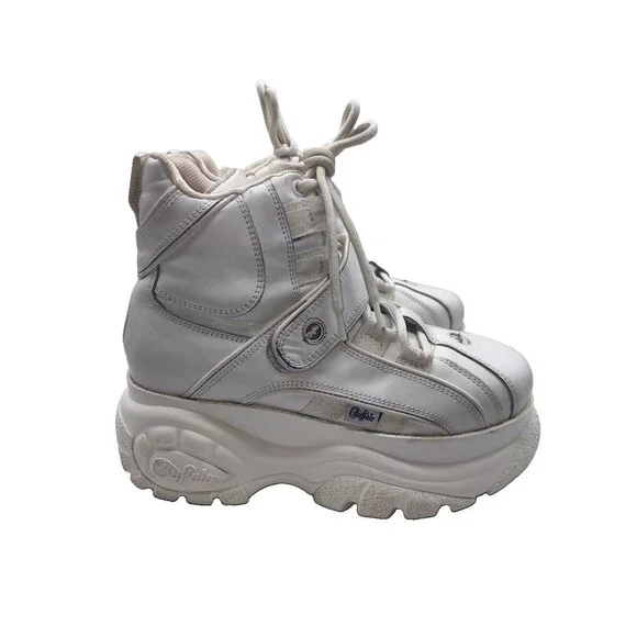 Buffalo London Platform Boots High Top Sneakers White Women’s Size 40 US 9-9.5