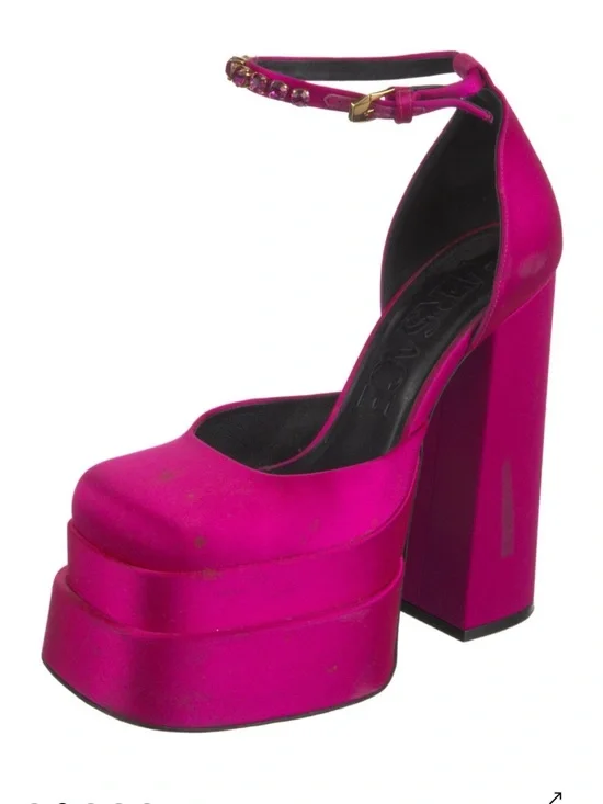 Versace Fuchsia Platform Ankle-Strap Pumps