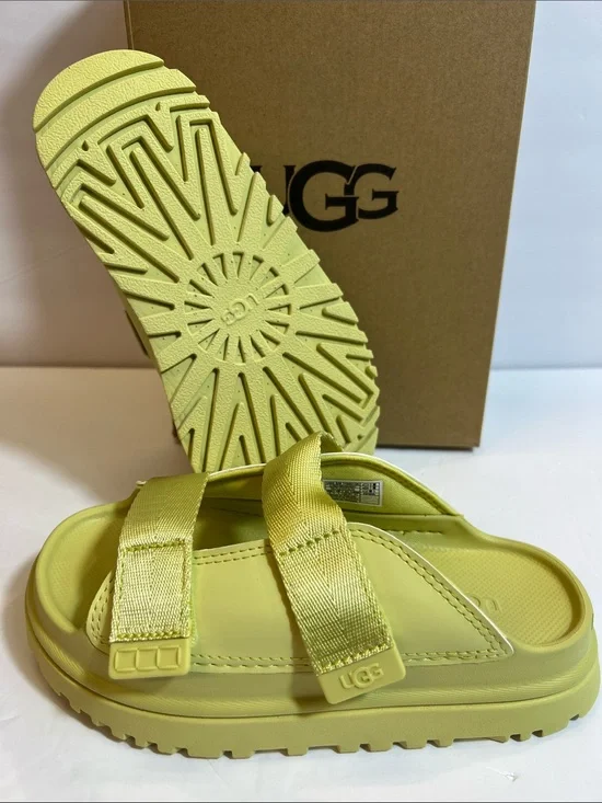 UGG Kids‎ Goldenglow Slide GLDN Yellow Platform Sandals Size 2 Youth New in Box