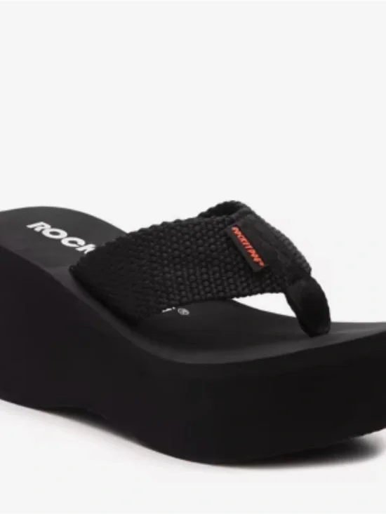 Rocket Dog Women’s Crush Black Platform Wedge Thong Sandals size 8 NEW!