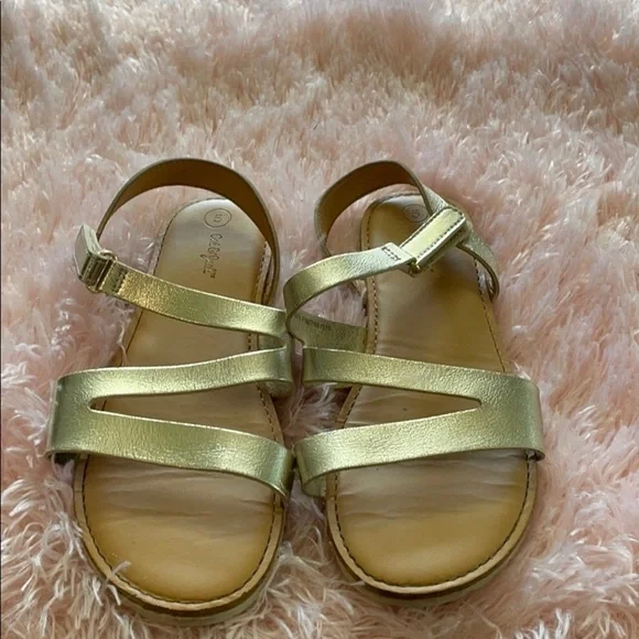 Cat & Jack Girls Gold Metallic Velcro Sandals