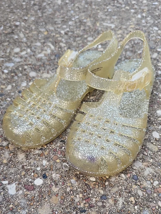 Cat & Jack Glitter Jelly Sandals Yellow Gold Toddler 10 Sparkle