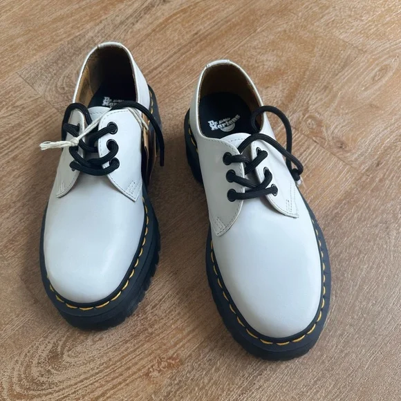 NWT‎ Dr. Martens1461 Quad Smooth Leather Platform Oxford Shoe In White 7