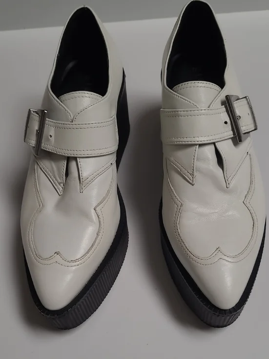 Gianni Bini White Leather Yasmina Style Pointed-Toe Monk-Strap Shoes - Size 7.5