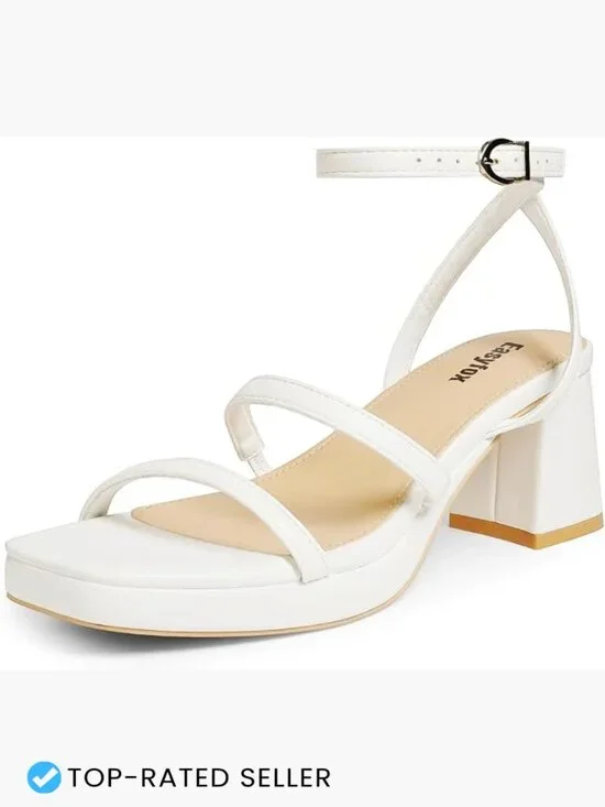 Platform Sandals Open Toe Chunky Heels Square Toe Block Heel 2.76