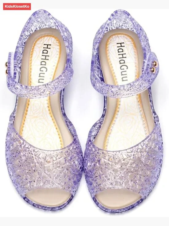 Girls Jelly Princess Flats Sandals Dress Up Cosplay Shoes