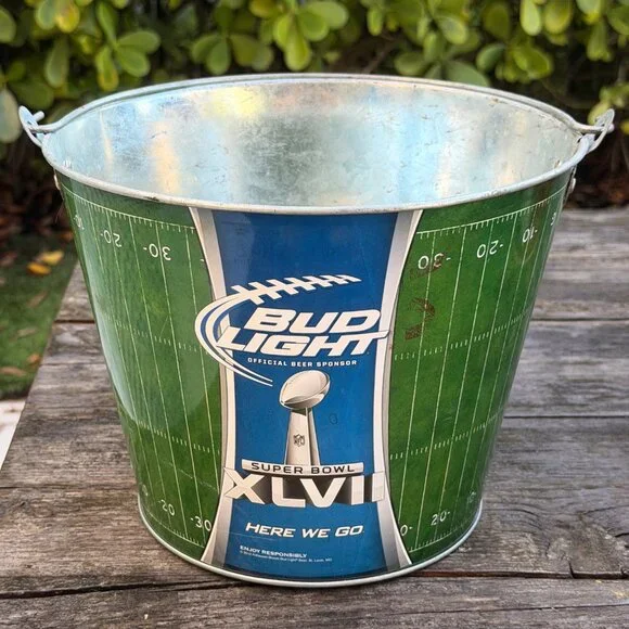 2012 Bud Light Superbowl XLVII Ravens vs 49ers Metal 5 Qt. Beer Ice Party Bucket