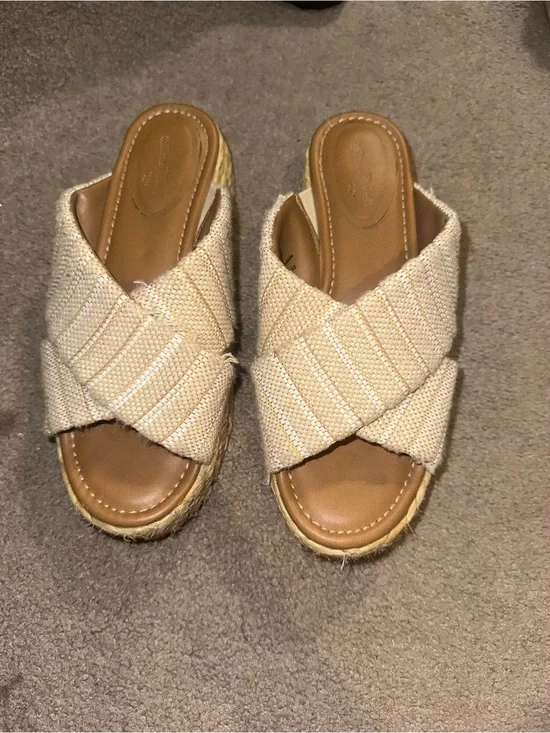Target Beige Cross-Band Espadrille Platform Slide Sandals