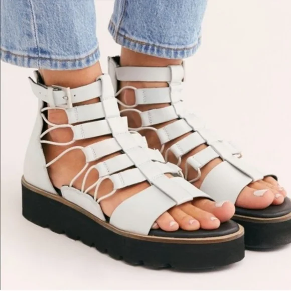 Free People Womens Platform Gladiator Sandals Sunrise Size 38 RUNS LITTLE BIG