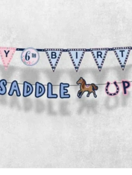 Amscan Pink and Blue Saddle Up Birthday Banner