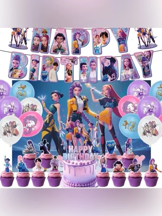 Kpop Demon Hunters Huntrix Birthday Party Decorations New with Backdrop