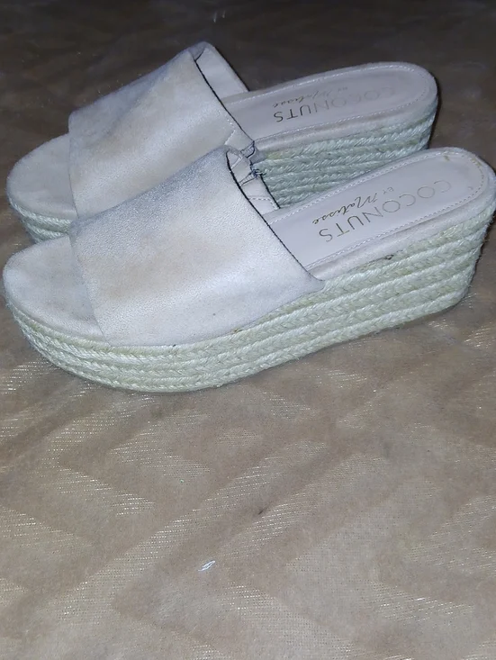 Coconuts by Matisse Light Cream Sandy Espadrille Platform Slide Sz: 8