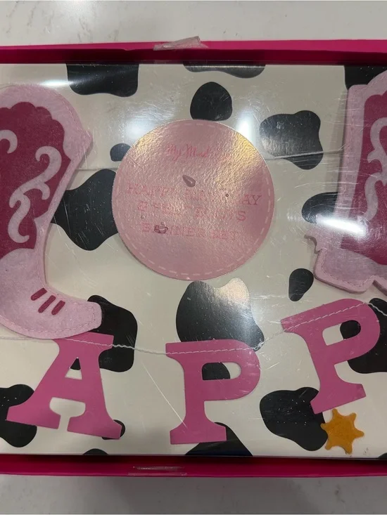 Pink Cowboy Party Banner - Happy Birthday Garland