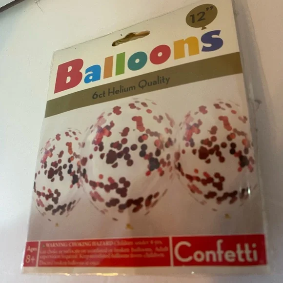 Confetti Clear Latex Balloons - Multicolor Confetti (6 Count)