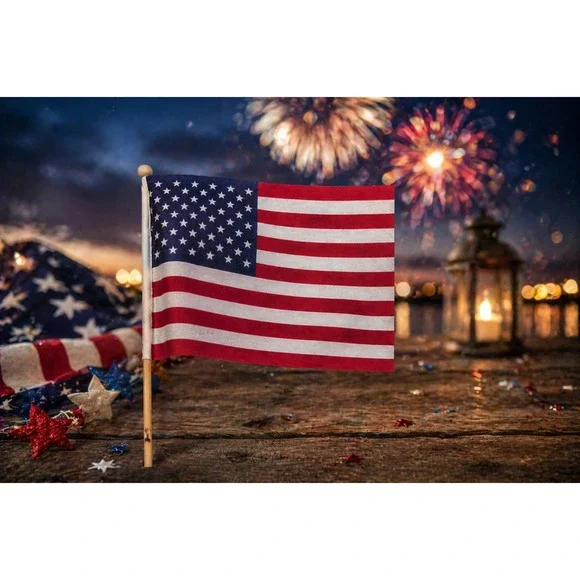 Small American Flags on‎ Wooden Sticks Handheld USA Patriotic Decor 4th of July