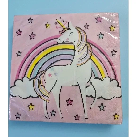 321! Unicorns Decorative Party Napkins 16ct 2-Ply 13in Paper Pink
