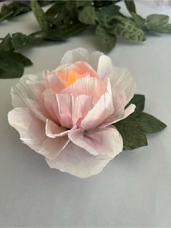 LED Votive cover. Soft Pink Paper Peony Floral Accent. All occasions and gifts.