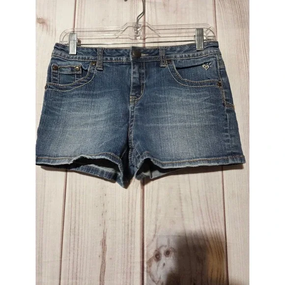 Justice Jeans‎ Girls Denim Shorts Size 12 12 5 Blue Heart Detail