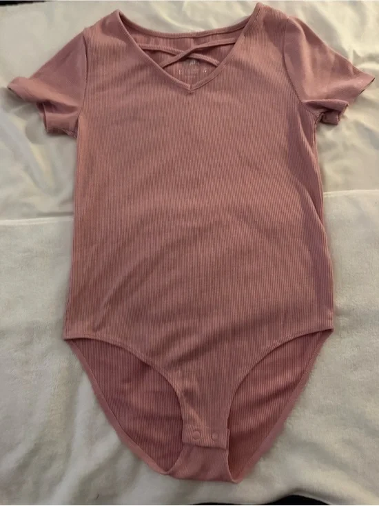 Kids Ribbed Pink One-Piece Bodysuit