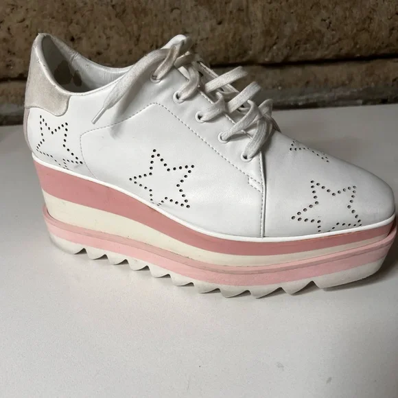 Stella McCartney White and Pink Star Platforms