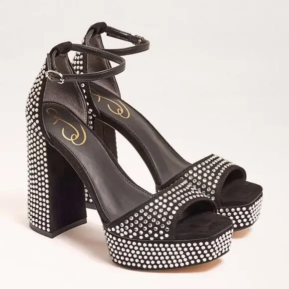 Sam Edelman Black Platform Sandals with Silver Studs