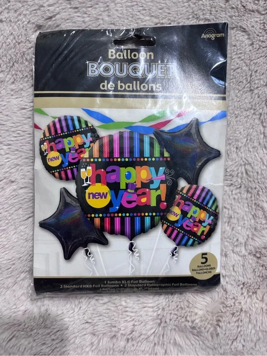 Happy New Year Black Foil Balloon Bouquet