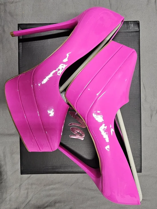 Liliana Hot Pink Patent Platform Stilettos