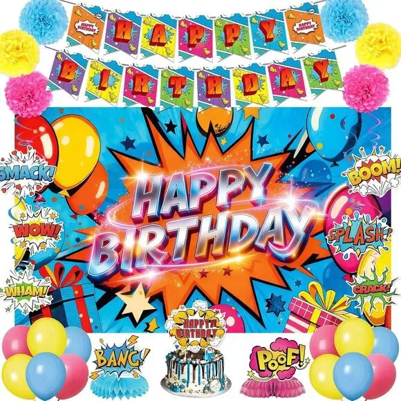 Comic Theme Birthday Party Super Hero Birthday Party Decoration Set NEW