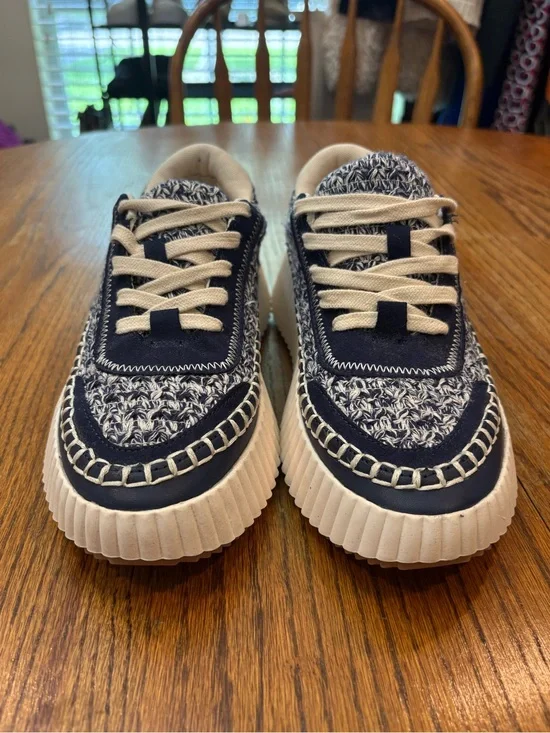 Dolce Vita Dolen Navy and Cream Platform Lace-Up Sneakers