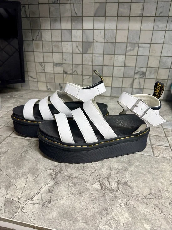 Dr Martens Blaire Quad Platform Sandals White Leather | US 10 |