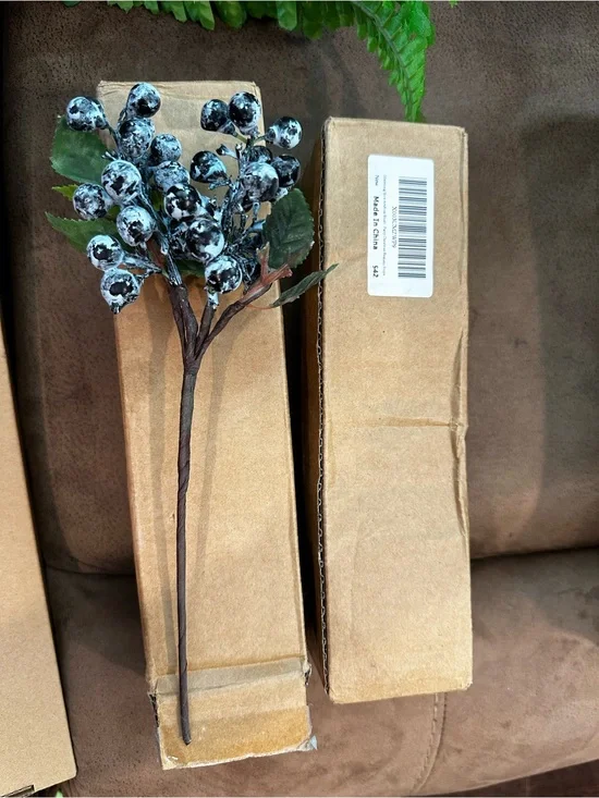 Winter Berry Spray Stem - Frosted White Decorative Accent
