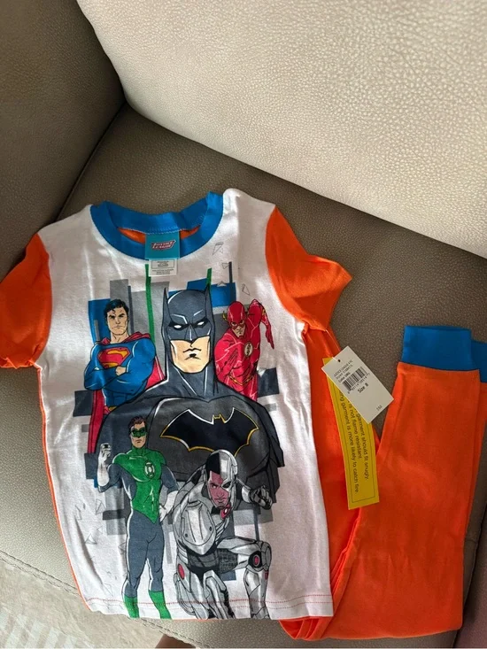 Justice Orange and White DC Superhero Pajama Set