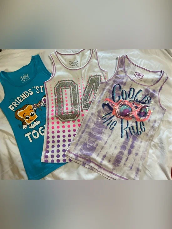 Justice Purple Tie-Dye Tank Top with Colorful Sunglasses Graphic