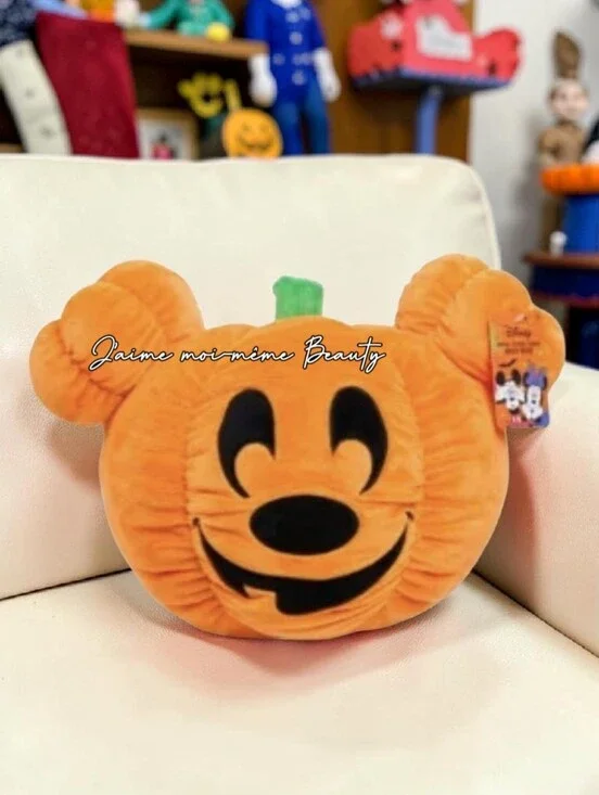 Disney Orange Pumpkin Mickey Plush Pillow - Halloween Decor - NEW