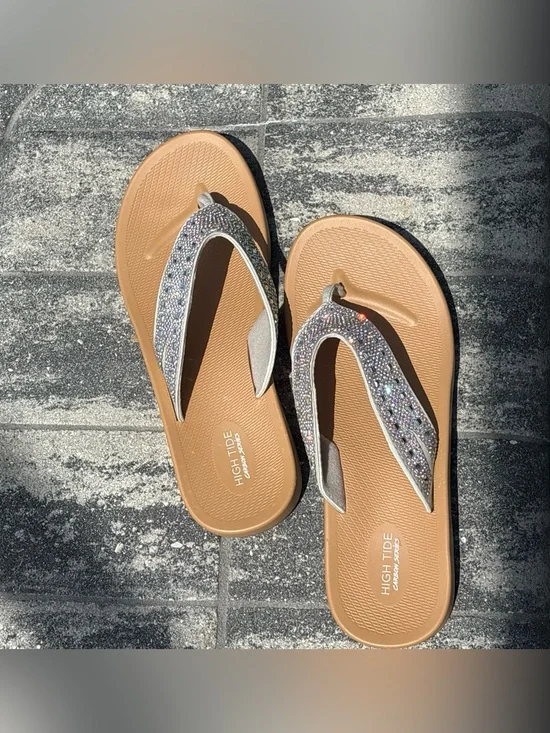 Womens Sparkle Straps Flip Flops