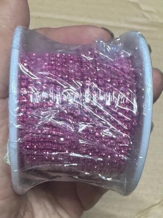10yds Sparkling Pink Rhinestone Trim