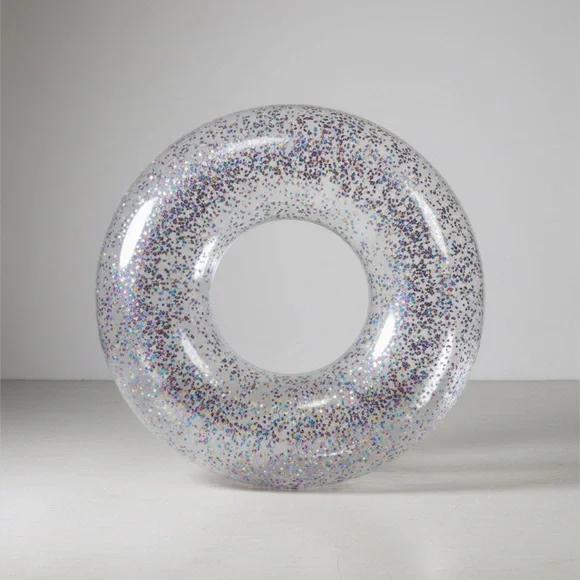 Tube Glittered Inflatable Pool Ring Clear Multi-Color Confetti pool float - 90