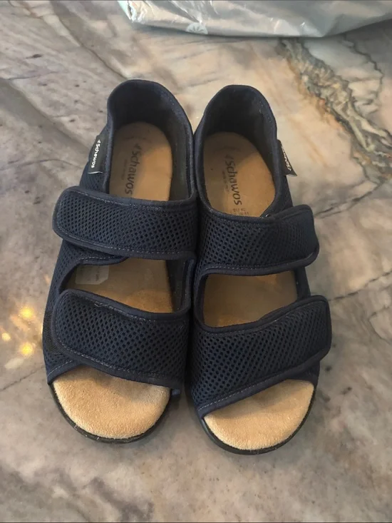 Schawos Navy Mesh Velcro Sandals Size 11