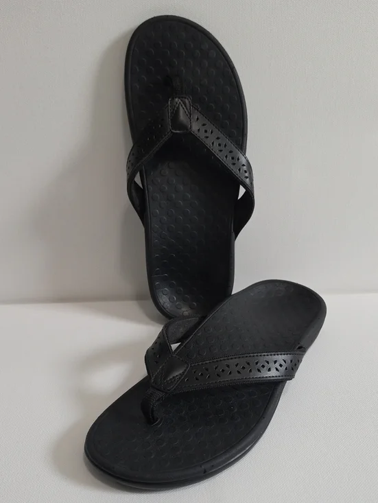 Vionic Black Perforated Design Thong Style Flip Flop Sandal