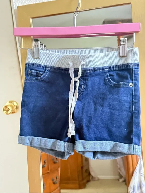 Justice Navy Blue Denim-Style Drawstring Shorts. literally never worn!