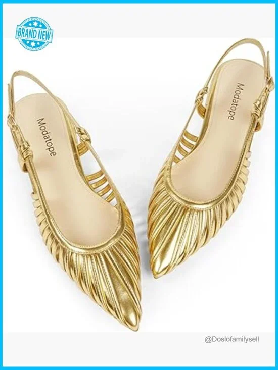 Slingback Flats Pointed Toe Ballet Classic Low Heel Sandals Elegant Dress Shoes