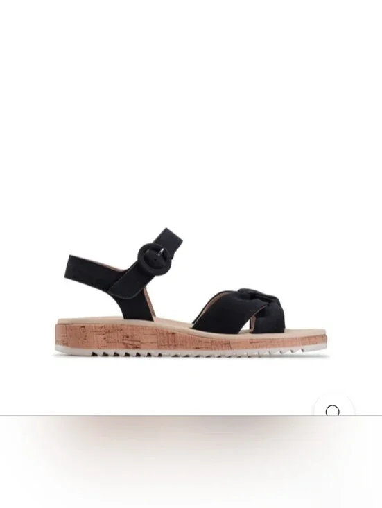 New Paul Green Black Suede Trento Ankle Strap Platform Sandals Size 8.5