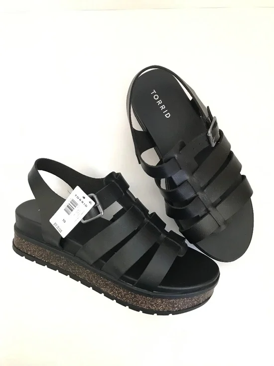 TORRID Fisherman Platform Sandals Extra Wide Width Black Women’s Size 10 WW