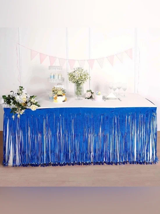 Royal Blue Party Foil Table Skirt – Party Decoration