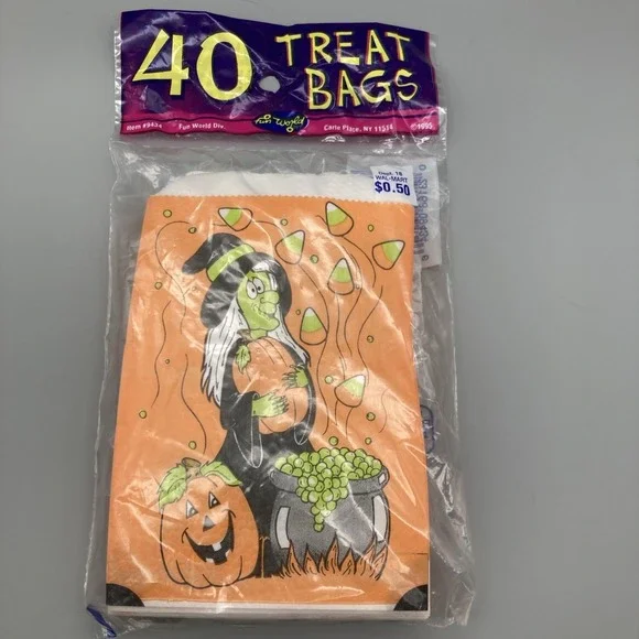 Halloween Trick Or Treat Bags 4 Styles 40 Count Vintage 1995 Fun World