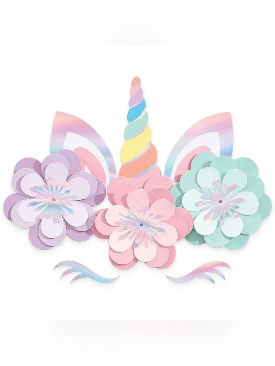 Magical Rainbow Unicorn Floral Cutouts 8ct