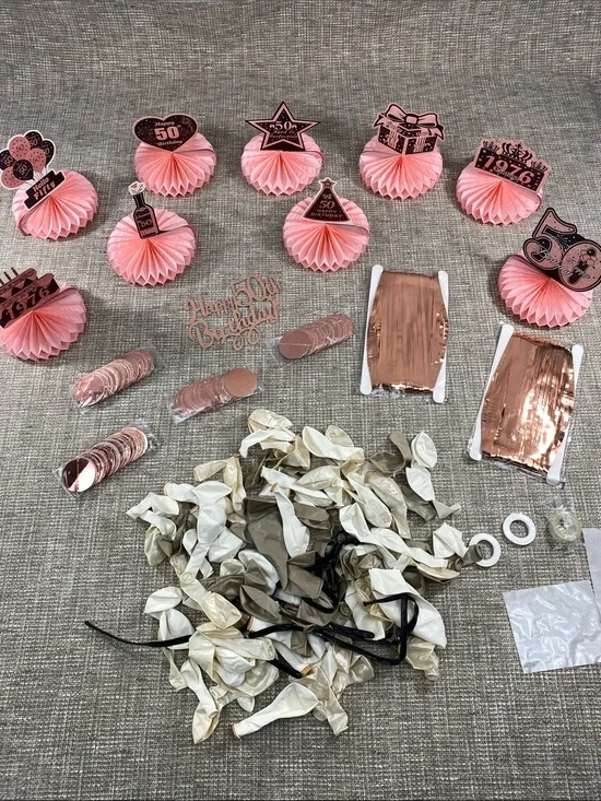 Pink and Rose Gold 50th Birthday Table Decoration Set