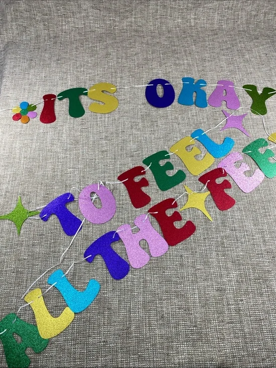 Colorful Glitter 'It's Okay to Feel' Party Banner - Multi